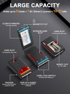 Slim RFID Wallet with Aluminum Pop-Up Design for Everyday Carry