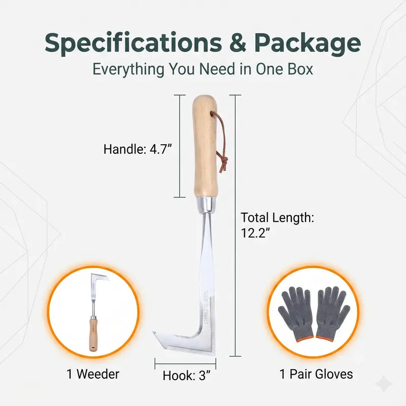 🌱Heavy-Duty Stainless Steel Crevice Weeder & Garden Glove Kit🧤