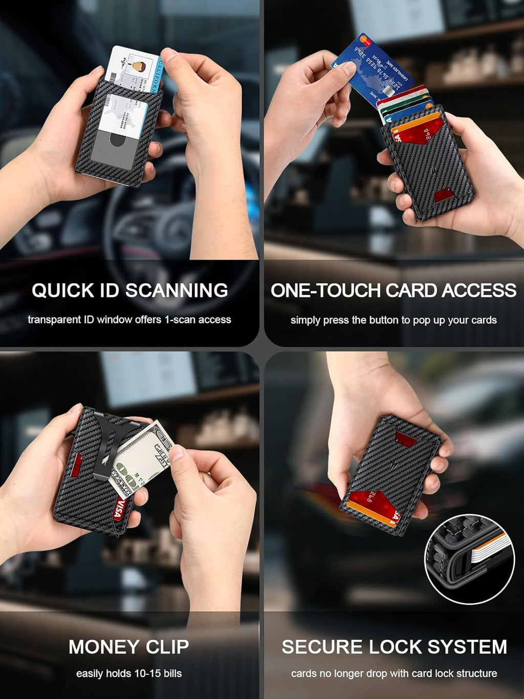 Slim RFID Wallet with Aluminum Pop-Up Design for Everyday Carry